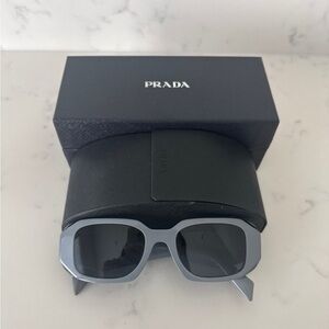 Prada runway 49mm Gray Square Sunglasses with Black Lenses